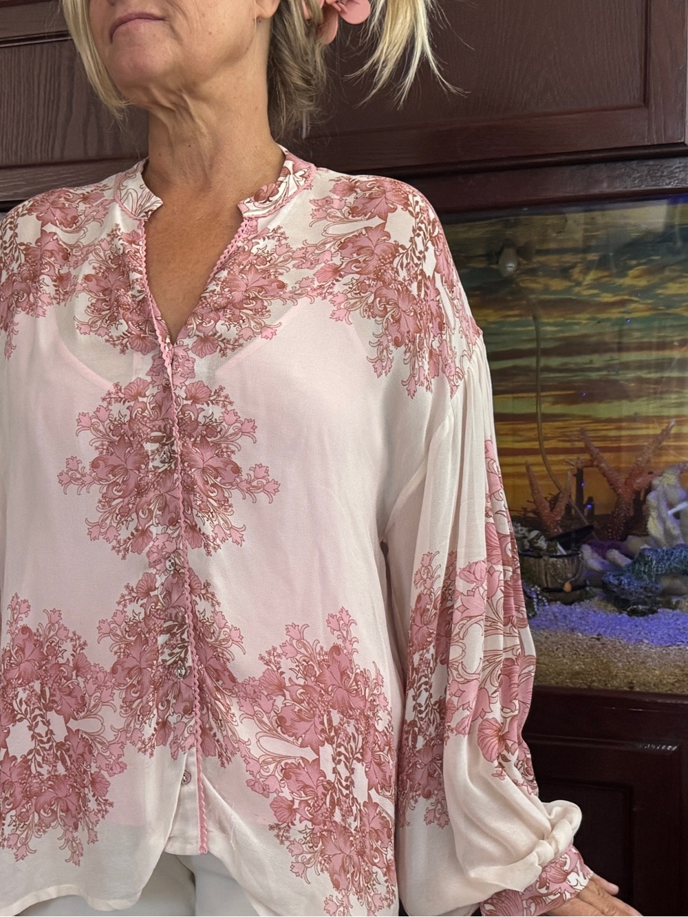 Anthropologie Forever That Girl Silk floral blouse with bow sleeves and camisole - Picture 8 of 13